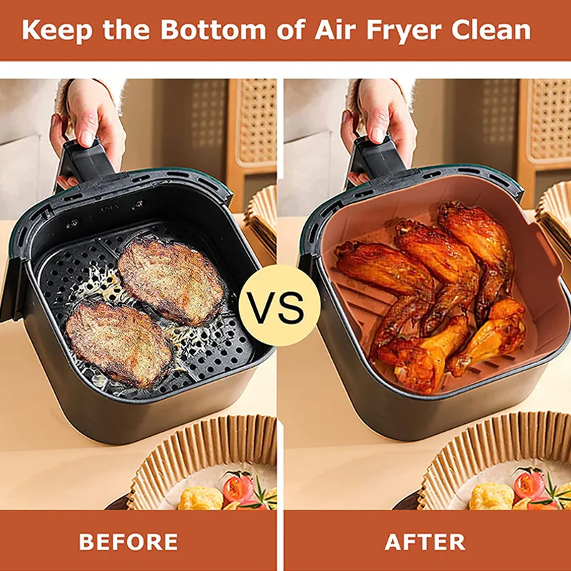 2PCS Air Fryer Silicone Tray Dish Dual 2 Basket Baking Pan Oven Pot Plate  Liner Dual Air Fryer Accessories For Ninja Foodi
