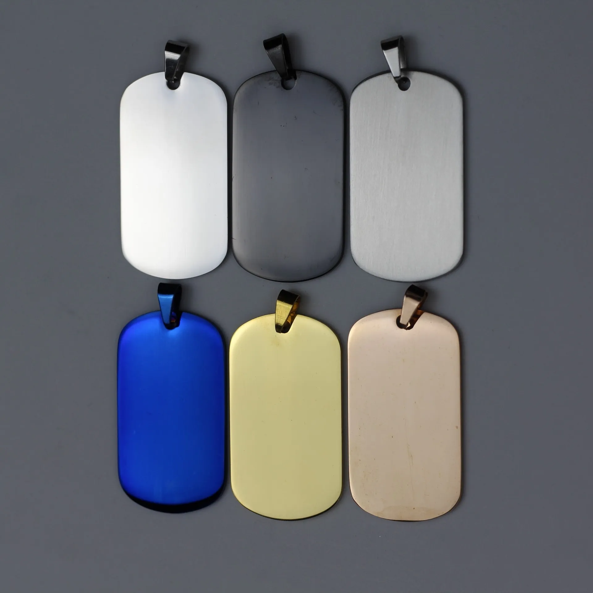 36 * 22 * 1.8mm Dog Tags En Acier Inoxydable Rectangle Blanc Pendentif fit Lien Perle Chaîne Militaire Armée Laser Gravable En Métal Pet ID Carte DIY Collier Faisant Des Accessoires