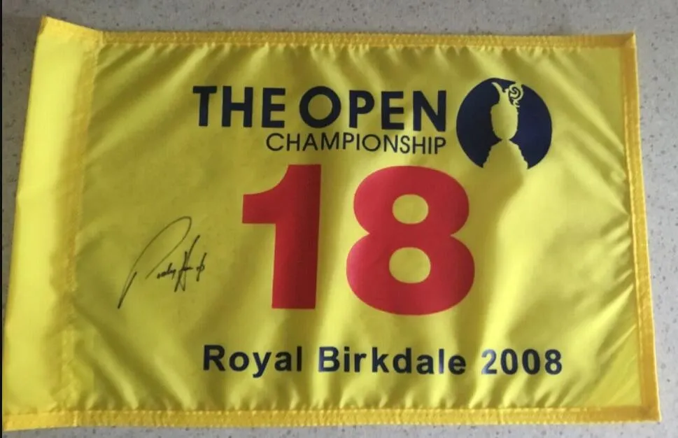 Padraig Harrington Gesigneerd Ondertekend gesigneerd auto Collectable MASTERS Open golfpinvlag