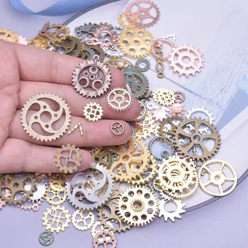 Charms 20 peças estilo steampunk engrenagem liga 5 cores misturadas pingente mulheres homens fazendo brincos moda jóias acessórios faça você mesmo a granel