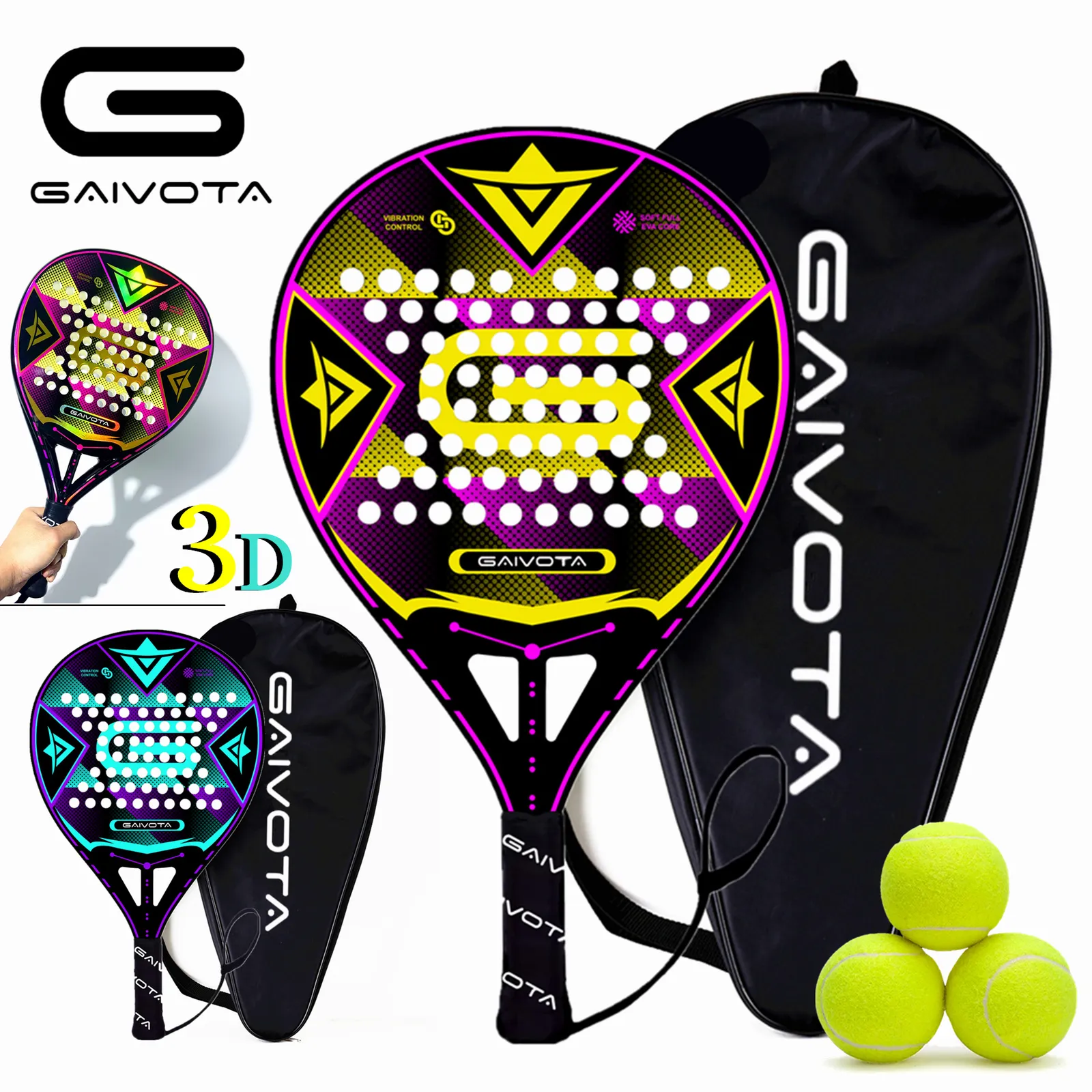 Tennis Rackets GAIVOTA carbon and fiberglass cage tennis racket soft paddle with bag lid 230608