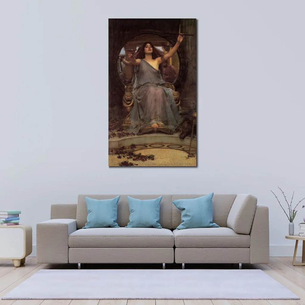 Ritratto su tela Circe che offre la coppa a Ulisse John William Waterhouse dipinto a mano classico opera d'arte Loft Decor