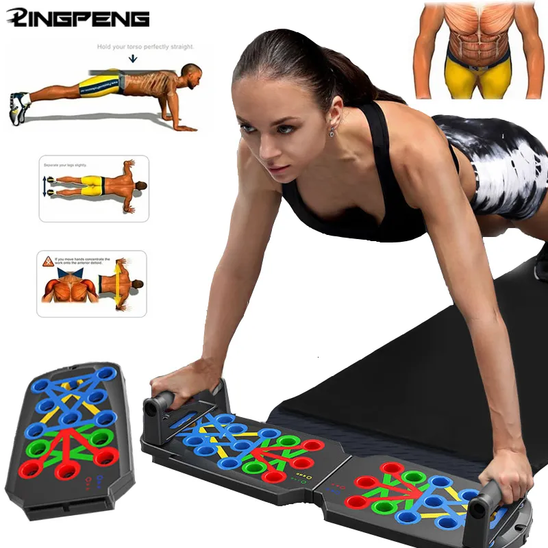 Push-Ups Stands dobrando a placa de flexão Suporte Muscle Exercício de mesa multifuncional Equipamento portátil Equipamento de aprimoramento abdominal Suporte 230608