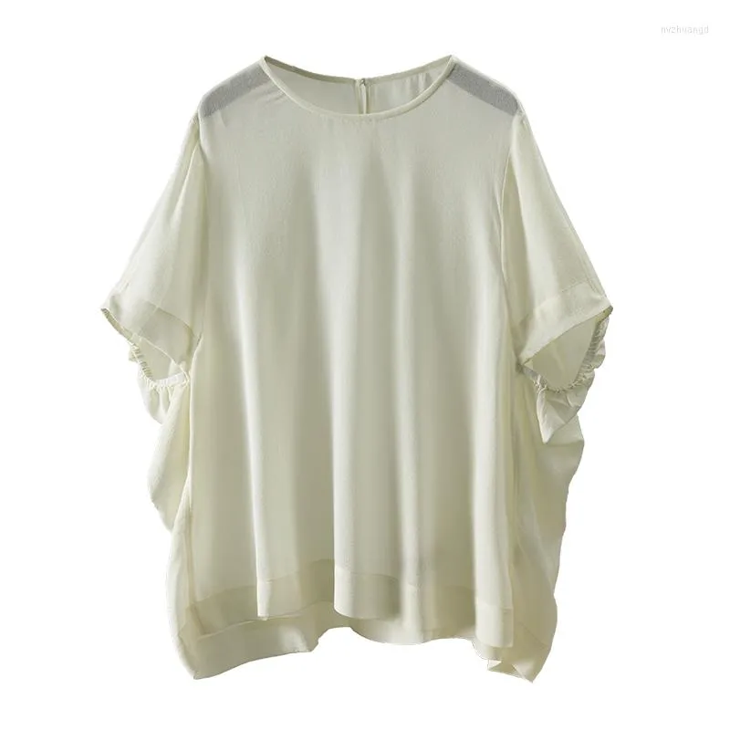 Women's Blouses Oversized Blouse Women Loose Natural Silk Blusas Mujer De Moda 2023 Verano Elegantes Batwing Sleeve Thin (Summer)