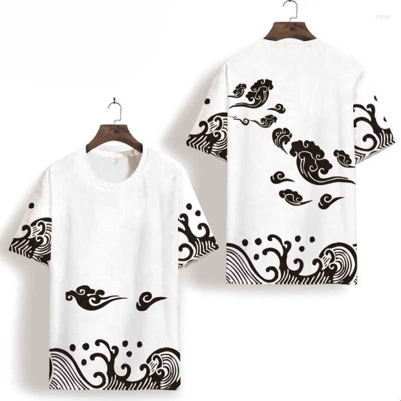 Мужские рубашки T в китайском стиле белый футболка с короткими рукавами