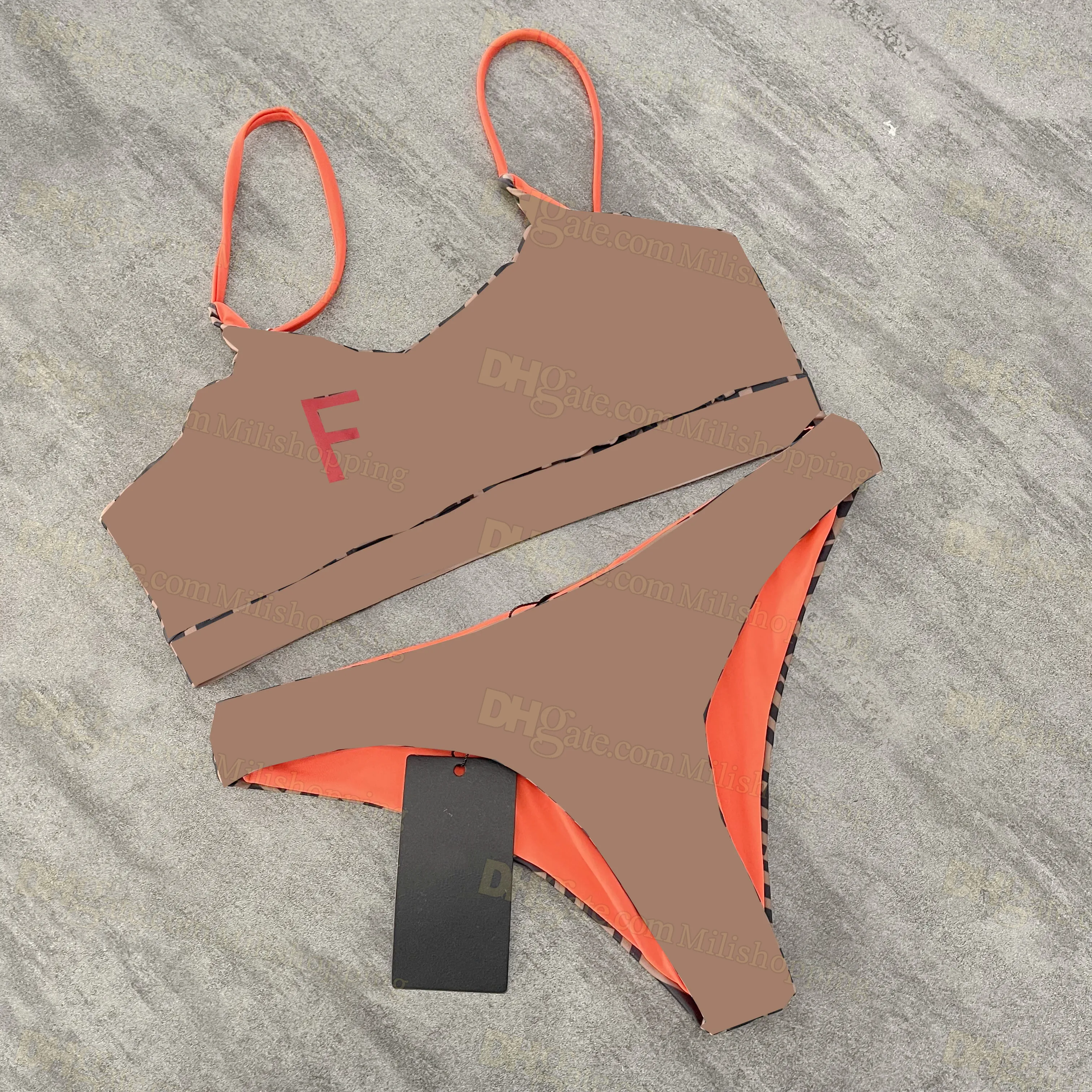 Designer-Badeanzug für Damen, 2-teiliger Neckholder-Bikini mit Buchstaben, Badeanzüge