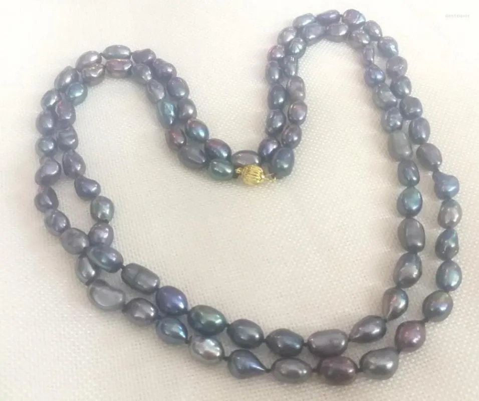 Chaînes femmes bijoux 9x10cm 115cm 45 ''collier noir bleu gris violet couleurs perle fait à la main véritable culture d'eau douce cadeau