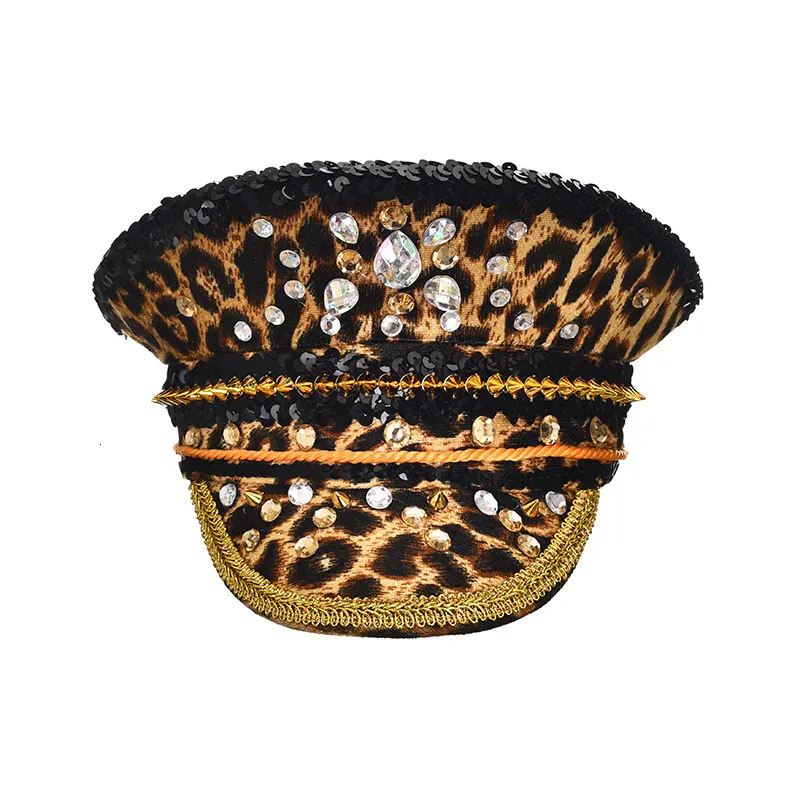 GorroSkull Caps Retro Leopard com Óculos Chapéus Moda Masculina Feminina Chapéu Alto Steampunk Feito à Mão Para Outono Inverno Festa Quente 230608