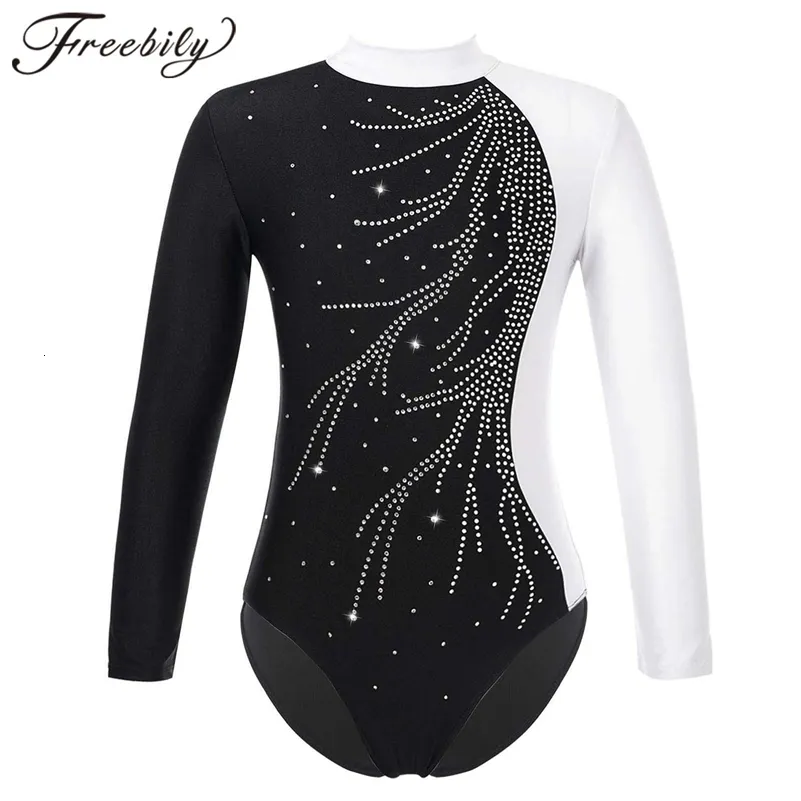 Dans Şeridi Jimnastik Leotard Kız Çocuklar İçin Uzun Kollu Parlak Bale Tutu Buz Paten Tulum Jimnastik Bodysuit Asfecxz CVXD 230608