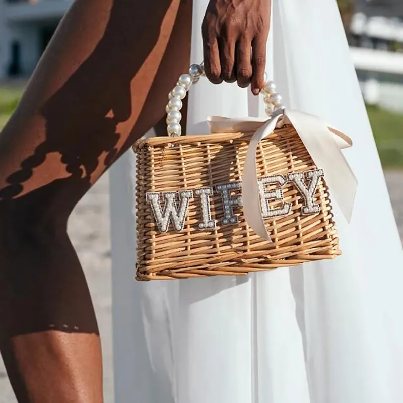 Bridal Tote Bag for Beach Boat Mrs Wifey Design Rustic Boho Style Perfect for Bachelorette Bridal Shower Wedding Honeymoon