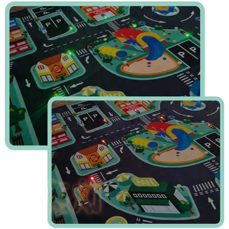 Carpet LED Play Carpets Kid Play Road Lighter Rugs Gift Car Area Rugs Floor Mat Anti-slip Floor Mat Home Decor Super Soft For Rugs R230607