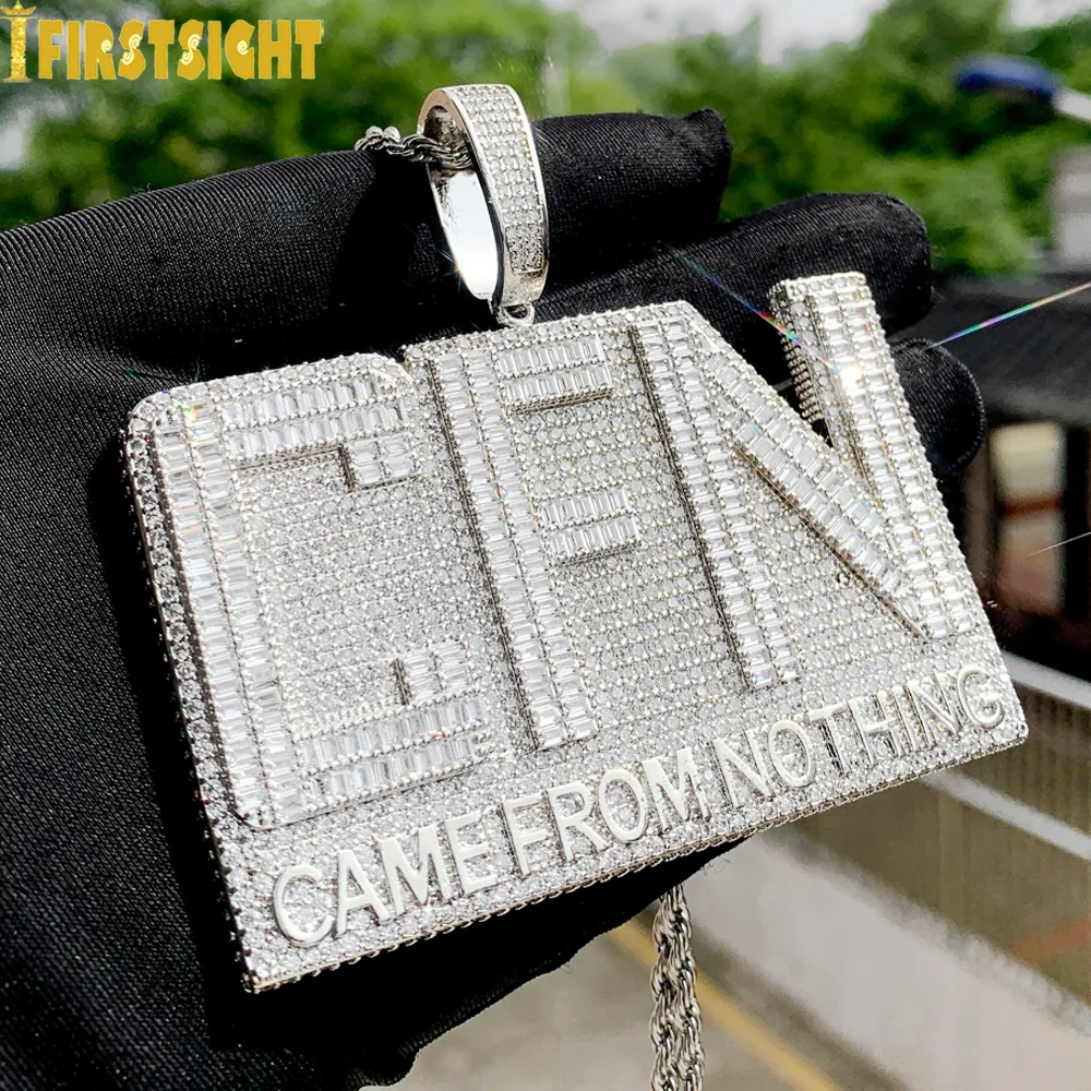 Pendant Necklaces Iced Out Bling CZ Letter CFN Necklace Silver Color Full 5A Zircon Came From Nothing Charm Men Fashion Hiphop Jewelry 230609