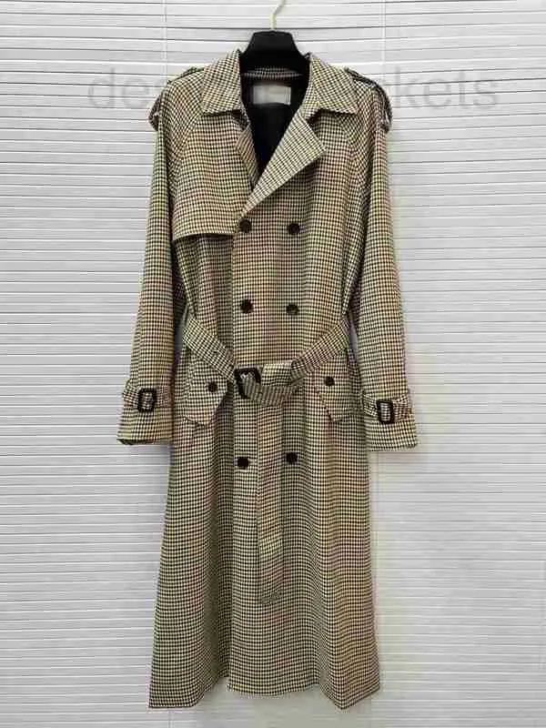 Women's Trench Coat Designer High-End Women Clothing Autumn/Winter High-kvalitet PLAID Midjan Double Breasted Lightweight Long Windbreaker AP91