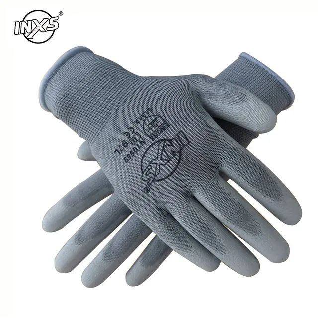 Gants travail de sécurité de travail en milieu de travail gant de sécurité en nitrile en revêtement PU flexible pour le mécanicien en nylon coton Palm CE en388 OEM