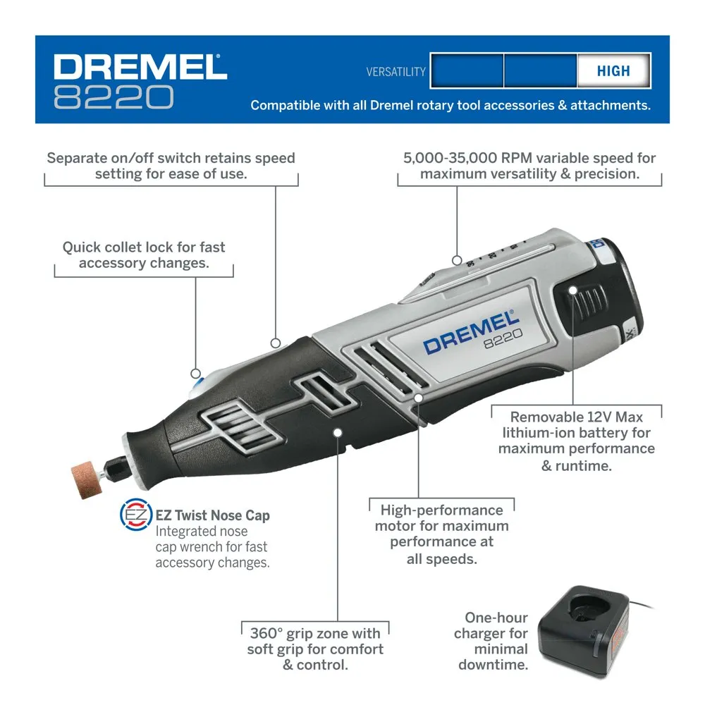 Dremel 12V Volt MAX Lithium Tool 8220 And Battery No Charge See The Pictures