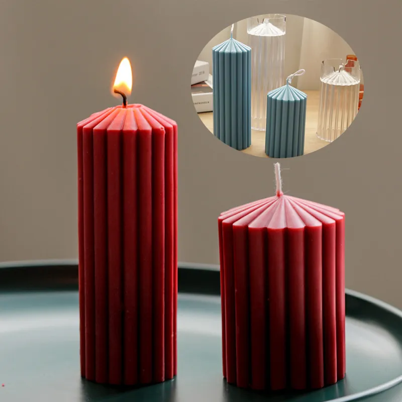 Świece łatwe Demoulding Acryl Candle Forma duże pasiaste kolumnowe stożkowe cylinder formy dekoracje domowe Wedding Chapel Ozdoby DIY Prezenty 230608