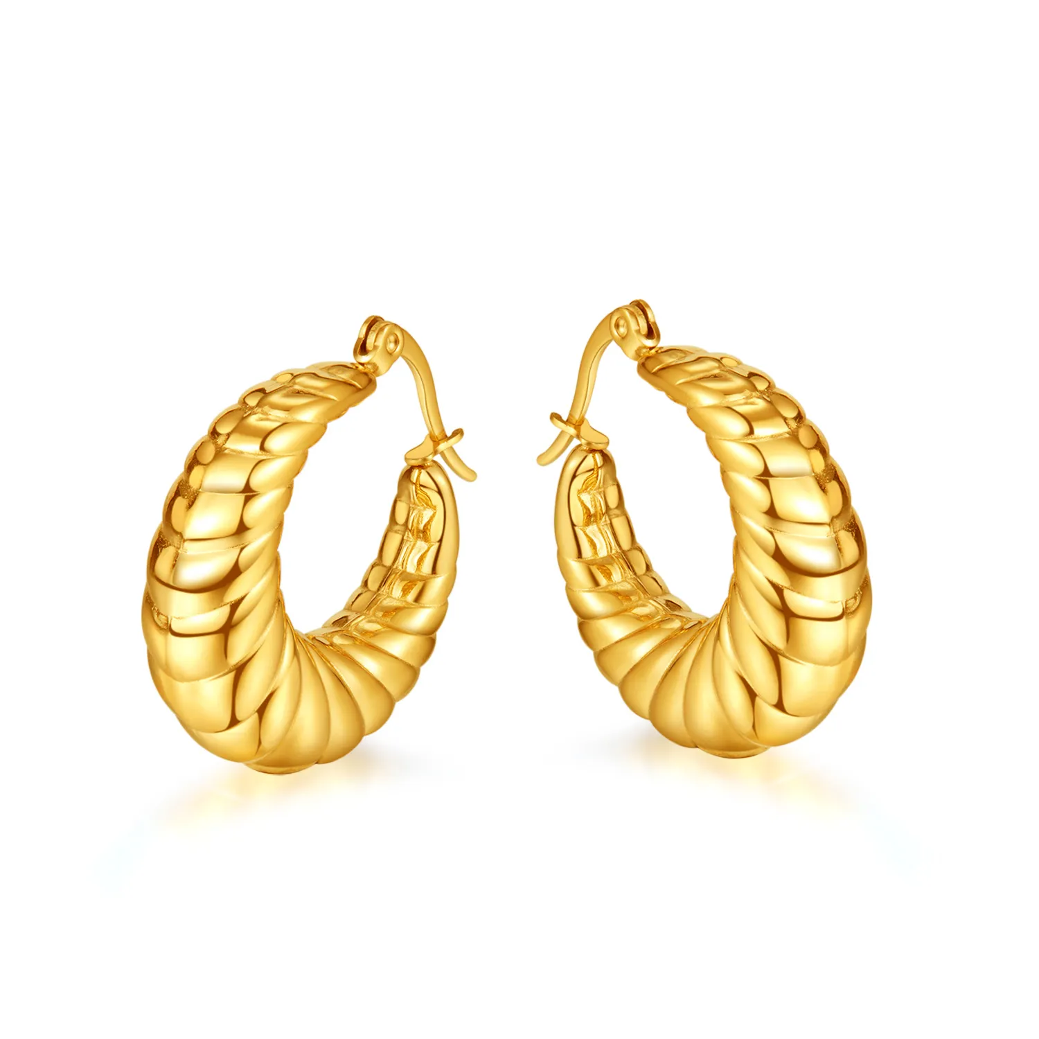 Femmes filles en acier inoxydable mode tendance spirale boucles d'oreilles cerceau pour amis fête bijoux 25mm taille N818