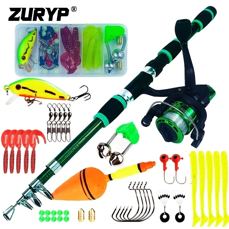 Rod Reel Combo ZURYP Spinning Fishing and Combo1.8M Telescopic with 5.2 1 3BB Fishign Max Drag 5kg Full Kit 230609