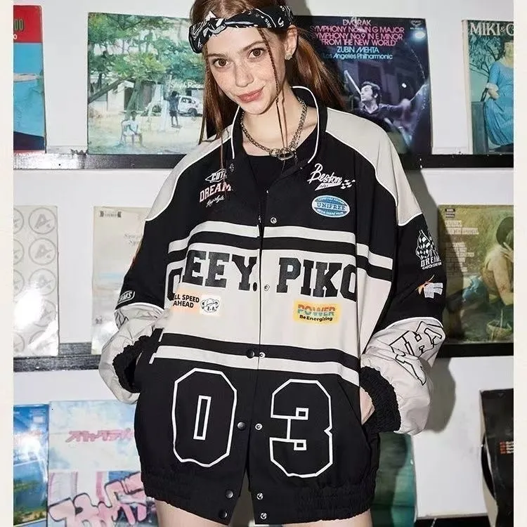 Retro Y2k Bomber Jacket: Womens Cycling Wear, Loose Fit Fashion