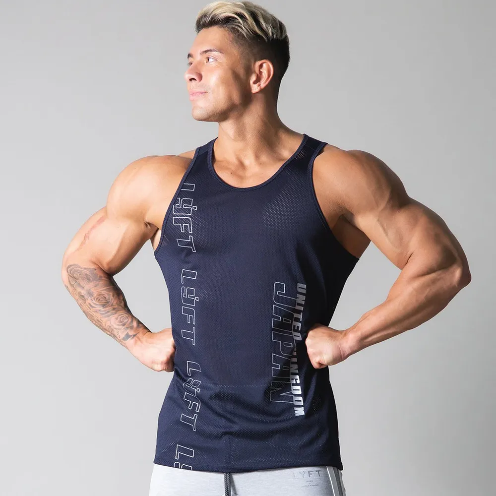 Designer men's T-shirt fitness vest male fitness breathable slim sports trend summer cotton sleeveless vest