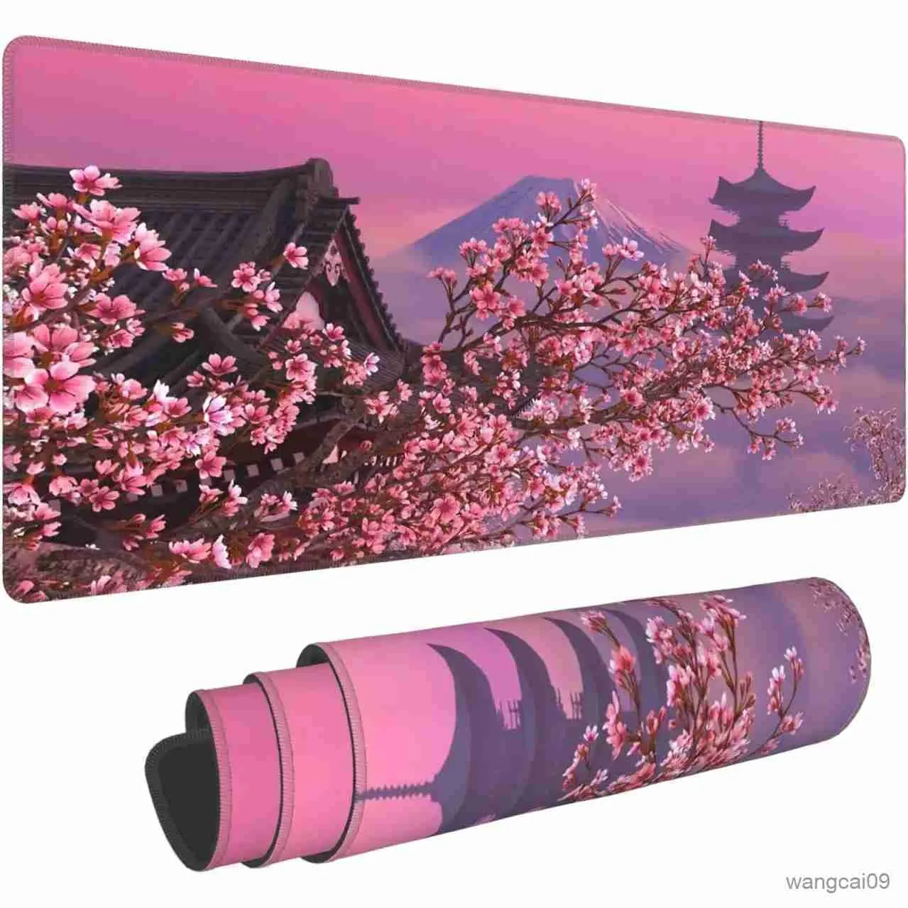 Tapis de souris poignet noir et blanc fleur de cerisier Sakura tapis de clavier d'ordinateur de maison bureau tapis de souris de Table antidérapant doux