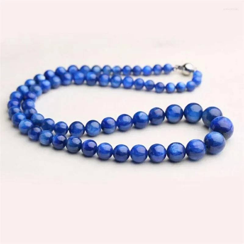 Chaînes Top Naturel Kyanite Collier Pour Femmes Dame Hommes Guérison Chance Amour Cadeau Cristal Pierre Perles Rondes Long 6-14mm