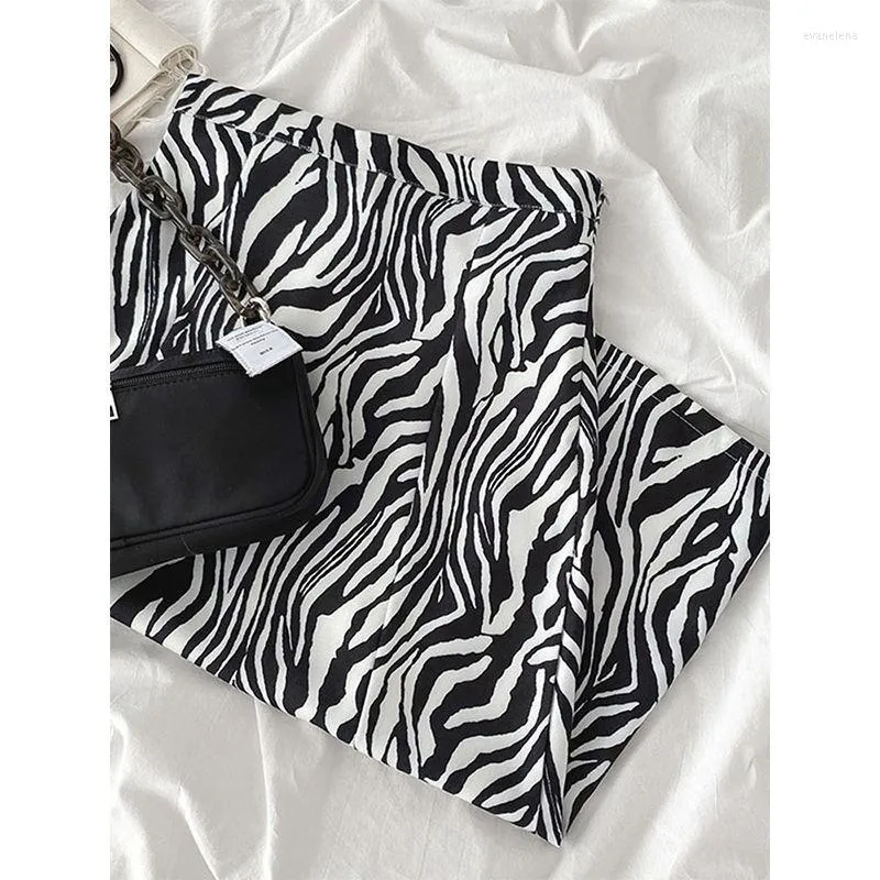 Jupes Femme Automne Vêtements pour femmes Taille haute Zebra Stripes Split Jupe Faldas Jupe