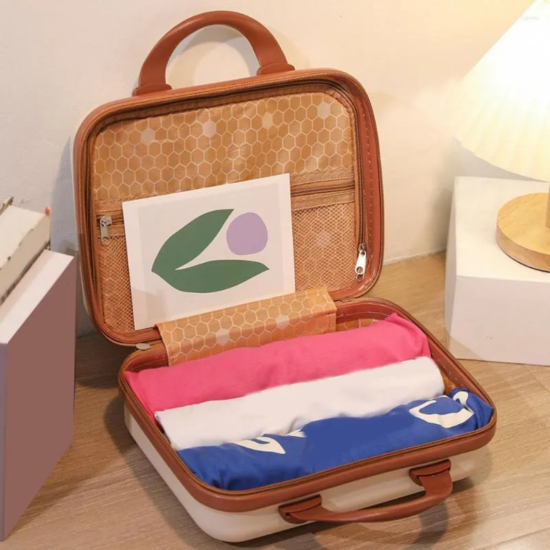 Storage Bags Cosmetic Suitcase Cute Pattern Portable Handle Combination Lock Zipper Travel Toiletry Makeup Code Case Travelling Use