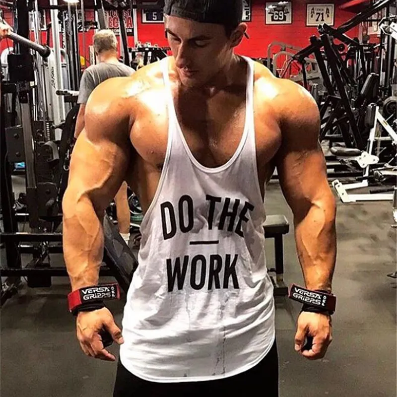 Men's Tank Tops High quality Y back low cut letter graphic Gym Bodybuilding Fitness Stringer tank top for men 230608