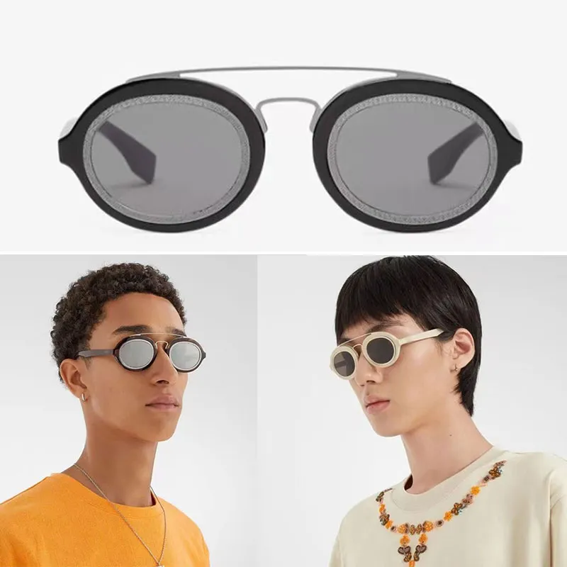 Designer solglasögon tegel dekorativ cirkulär ram fol548 fashionabla män och kvinnor solglasögon utomhus UV -skyddsstil originallåda