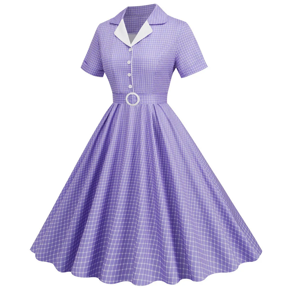 DHgate.com:Womens Vintage Plaid Swing Dress, 50s 60s 70s