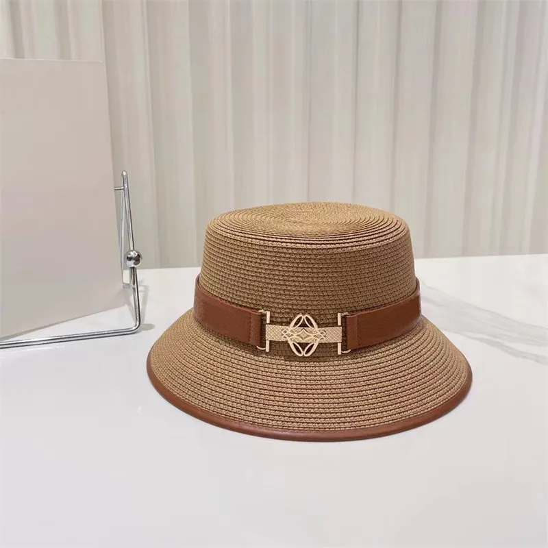 デザイナーの麦わら帽子織りのバケツ帽子の庭の旅行ビーチサンハット高品質の女性キャップ男性ファッションストローハット