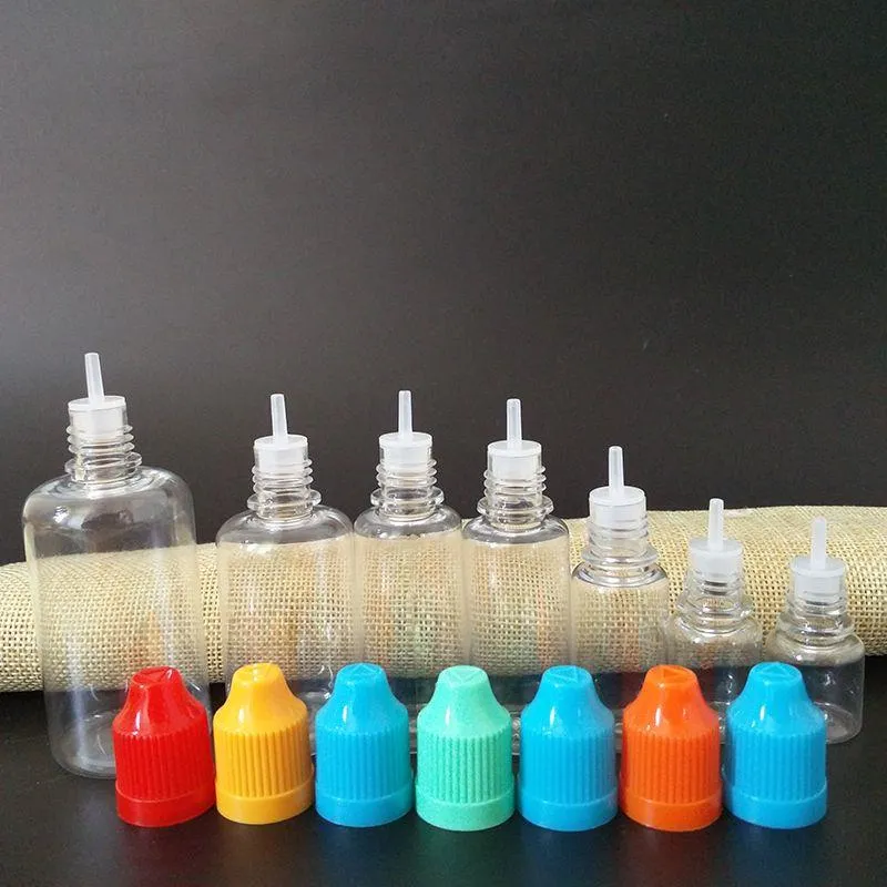 Garrafa de líquido de plástico 5ml 10ml 15ml 20ml 30ml 50ml Garrafas PET à prova de crianças Rbica
