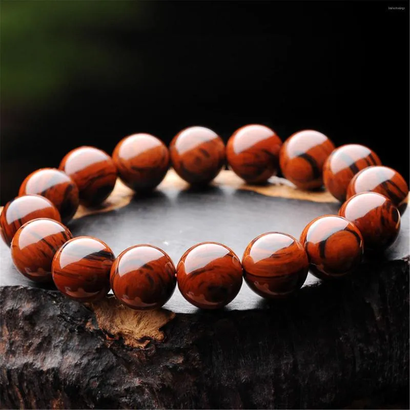 Strand Red Natural Obsidian Stone Bracelet For Men And Women With Buddhism Consecration Certificate 12 14mm Beads Religious Style