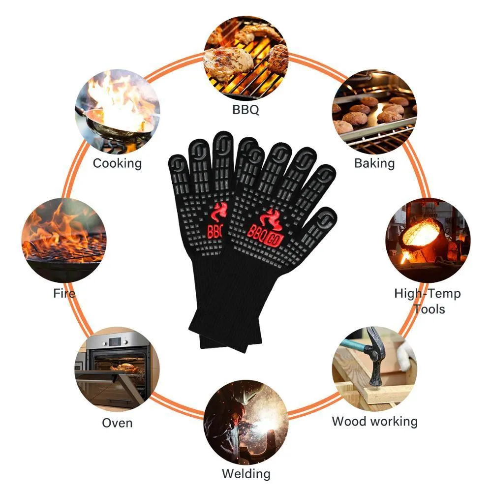 Gants de four pour barbecue Gants de cuisson 1472 Outil de cuisson Barbecue résistant à la chaleur Silicone antidérapant isolé pour cuisine Camping 230608