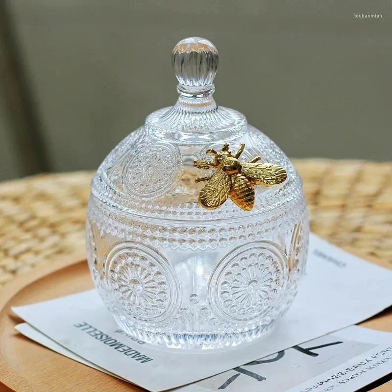 Storage Bottles Nordic Luxury Creative Glass Candy Jar With Cover Decoration Jewel Box Jars Household