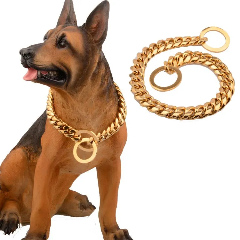 Halsbänder, robustes Hundehalsband mit Würgekette für große Hunde, 14 mm breite Stahlhalskette für große Rassen, Rottweiler, Pitbull, Mastiff, Dobermann