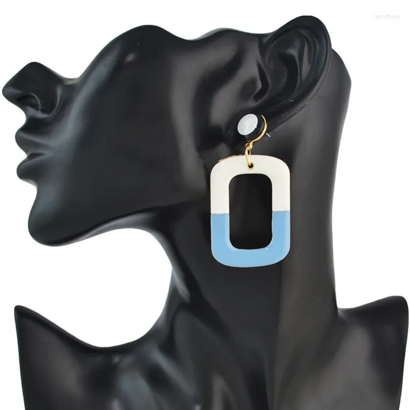 Boucles d'oreilles pendantes boîte de nuit conception géométrique impression goutte boucle d'oreille acrylique personnalité grand grand carré pendant pour les femmes Brincos