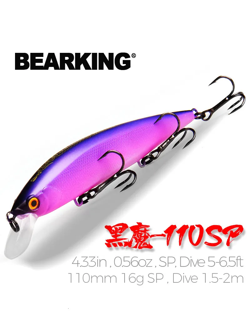 Aas Lokt BEARKING 110mm 16g visgerei EEN wolfraam systeem vissen lokt minnow aas schorsing aas 16 kleuren voor kiezen 230608