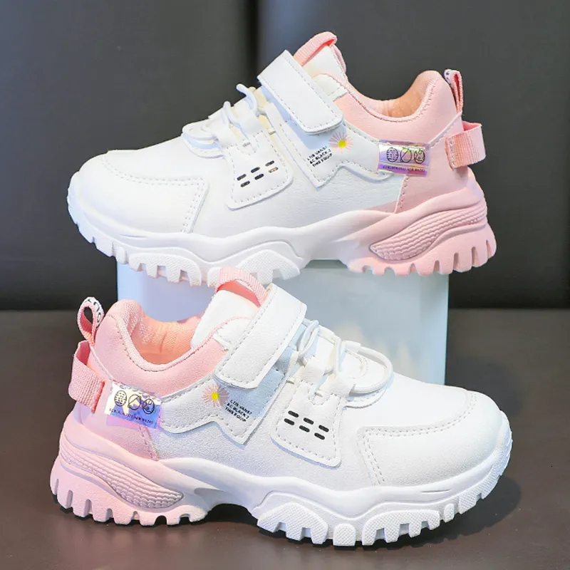 Athletic Outdoor Fashion Sneakers for Girls Designer Leather Platform Sneakers For Kids Casual Sports Children Tennis Shoes Girls 4-10 Years 230608