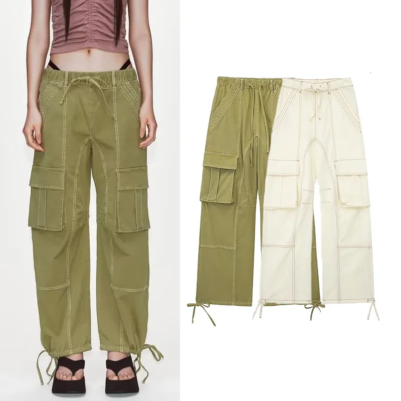 Womens Pants Capris Women Overalls Pant Casual Loose Pocket Decoration Trousers Female Streetwear 230609
