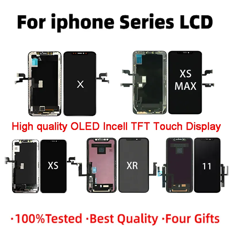 OEM LCD 스크린 OLED TFT Incell IPhone XS 용 휴대폰 터치 패널 최대 XR 전체 터치 스크린 디지타이저 완전한 교체 어셈블리 QULITY 100% 테스트