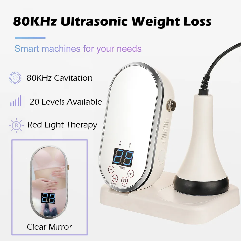 Tragbare schlanke Ausrüstung 2 in 1 80 kHz Ultraschall-Kavitations-Gewichtsverlustmaschine mit Spiegel, Ultraschall-Körpermassage, Fett reduzieren, Schlankheitswerkzeug, LED-Therapie 230608