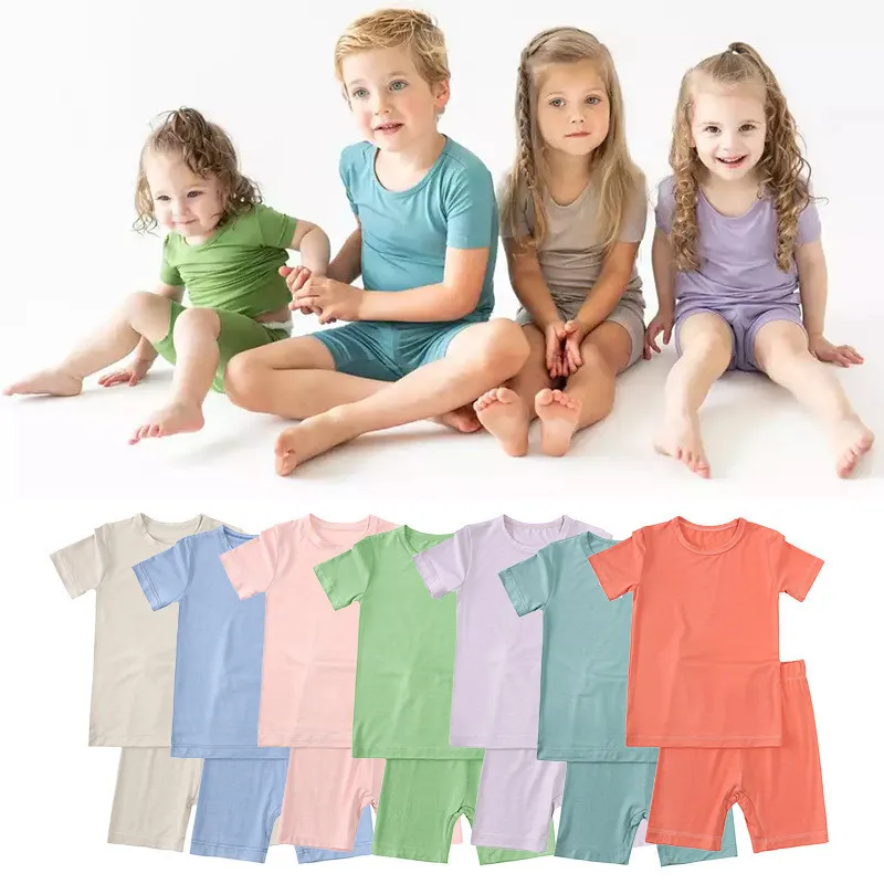 Conjuntos de roupas para crianças Conjunto de roupas de fibra de bambu para bebês meninos, meninas, camiseta, shorts, verão, algodão, meninos, agasalho de treino, crianças 230608