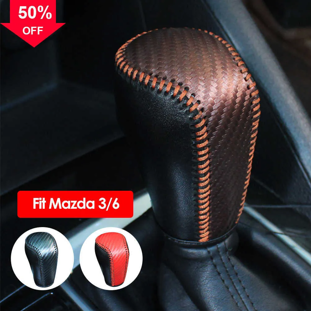 New Car Leather Shift Knob Cover for Mazda 3 Axela Atenza CX-5 CX3 CX-3 CX5 2015-2020 AT Gear Head Collars Handbrake Covers