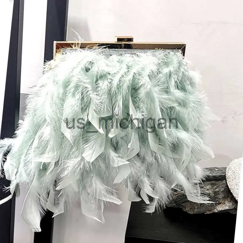 Luxury Moon Feather Evening Feather Evening Bag With White Pearl Chain Shoulder Strap ZD1647 J230609 From Us michigan 21.81 DHgate.Com