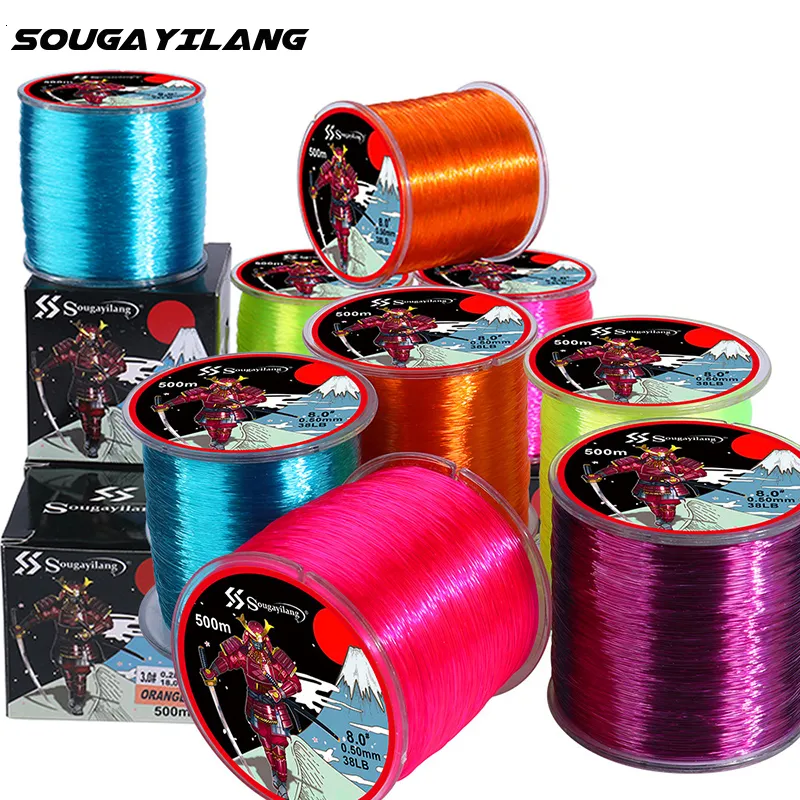 Ligne de tresse Sougayilang 500M ligne de pêche en nylon 7.0-38lb super forte porteuse transparente pour eau salée eau douce Pesca 230608