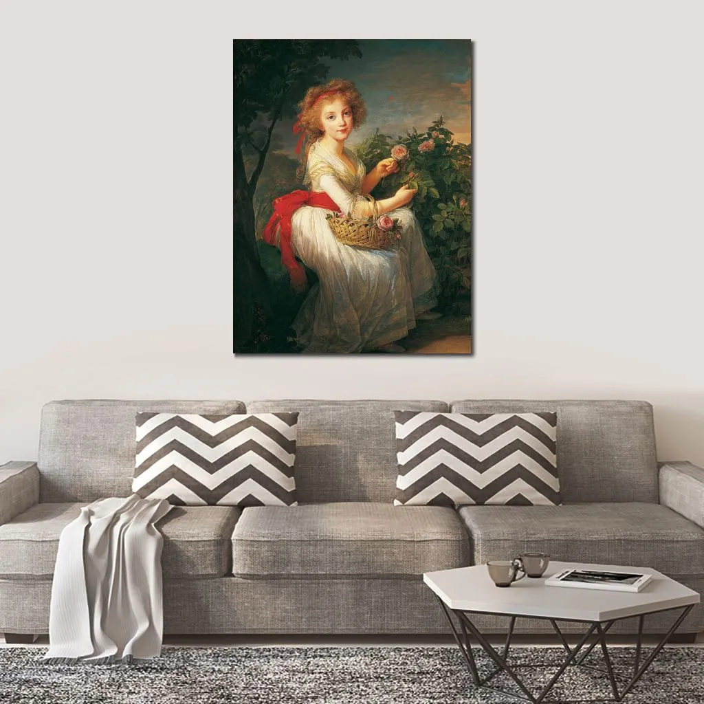 Grade Canvas Art Maria Cristina of Bourbon Elisabeth Vigee Lebrun Painting Handmade Realist Classical Artwork Cafe Bar Decor