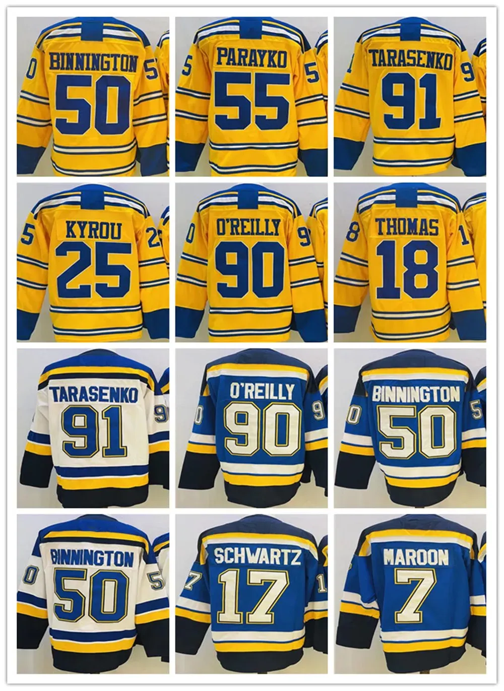 St. LouisBluesMens 90 Ryan O'Reilly 2023 Maillot rétro inversé Colton Parayko Vladimir Tarasenko Binnington Kyrou Robert Thomas Brandon Maillots de hockey