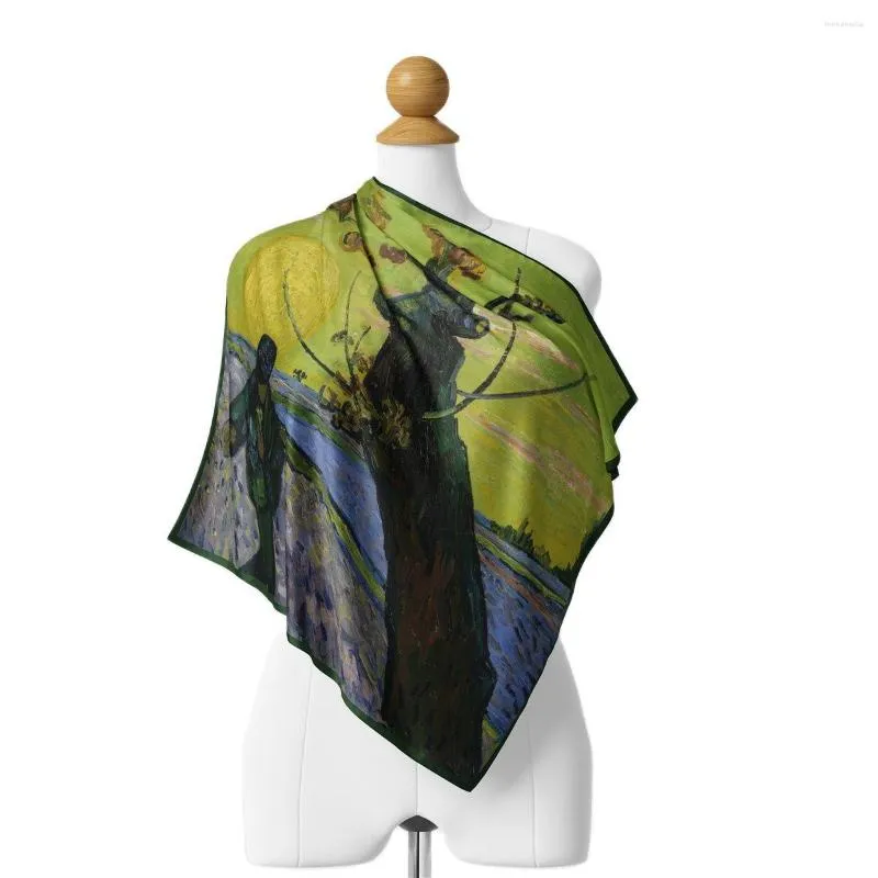 Halsdukar Sower Oil Målning pannband Kvinnor Fashion Scarf Lady Hair Band Foulard Festival Souvenir Neckerchief Kvinnlig gåva